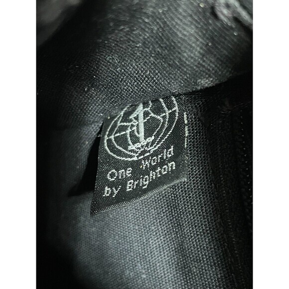 Vintage One World Brighton ChocBrown Croc-Embossed & Black Leather Crossbody Bag - Picture 9 of 12